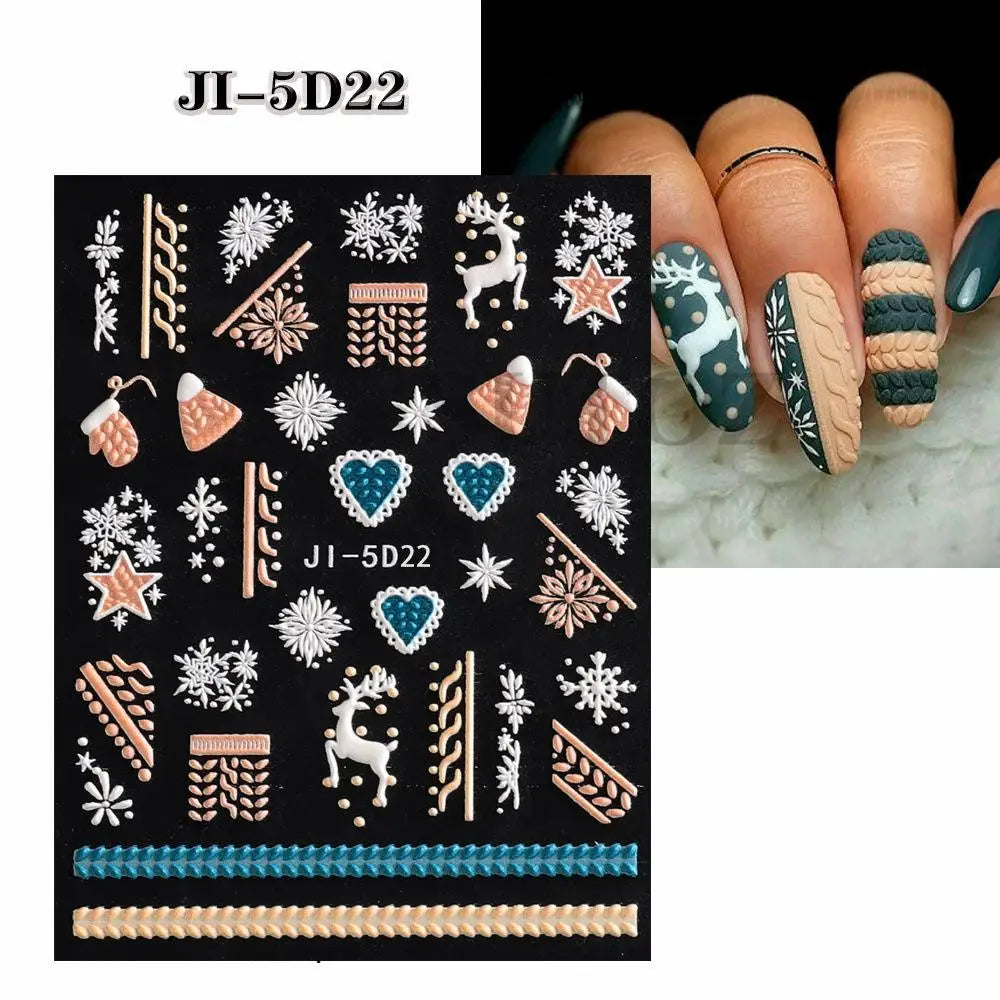 Christmas Nail Stickers Winter Decals for Salon Manicure and Home Holiday Decoration