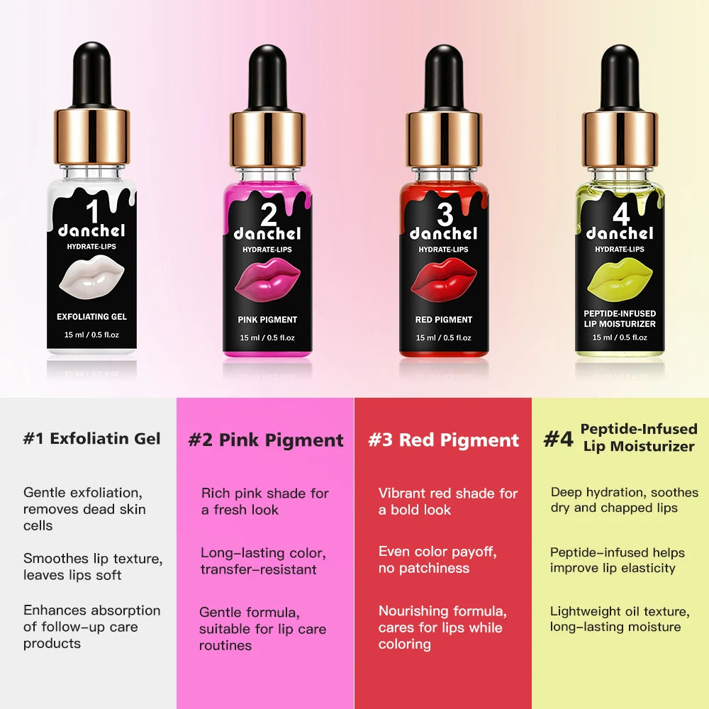 Hydrate Lips Set Exfoliating Gel and Peptide Moisturizer for Daily Lip Care Routine