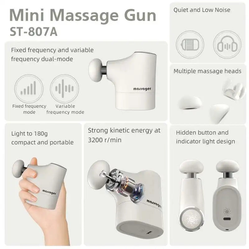 Mini Massage Gun Deep Tissue Percussion Massager for Muscle Recovery at Home and Office