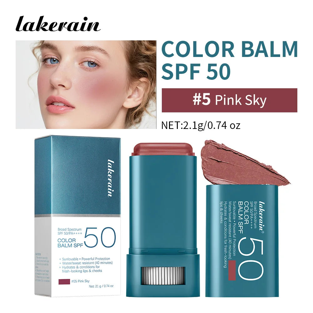 Color Balm SPF 50 Tinted Sunscreen Blush Stick for Glowing Cheeks and Natural Face Makeup