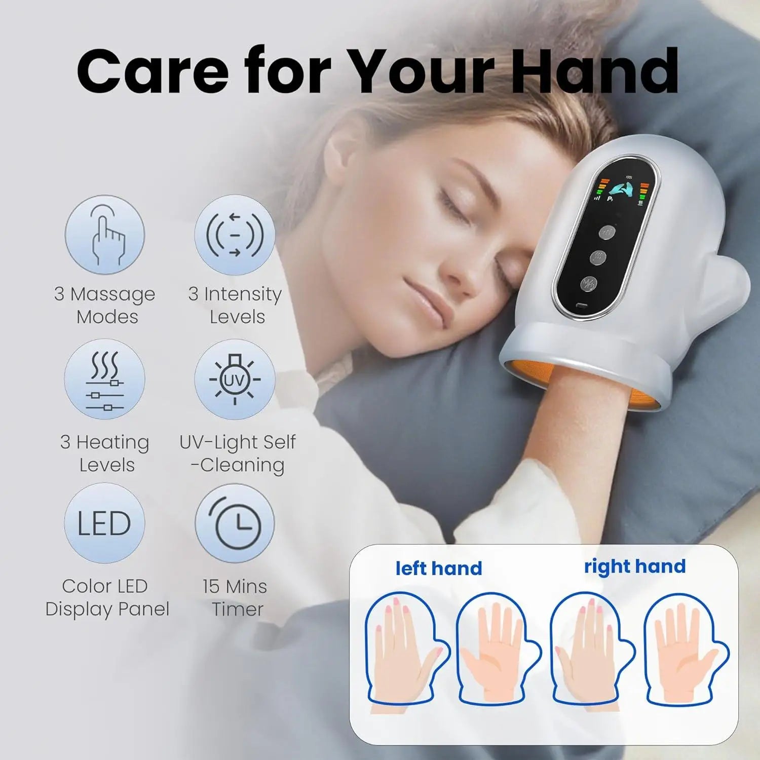 Electric Hand Massager with Airbag Compression and Heat for Office Workers at Home - 2
