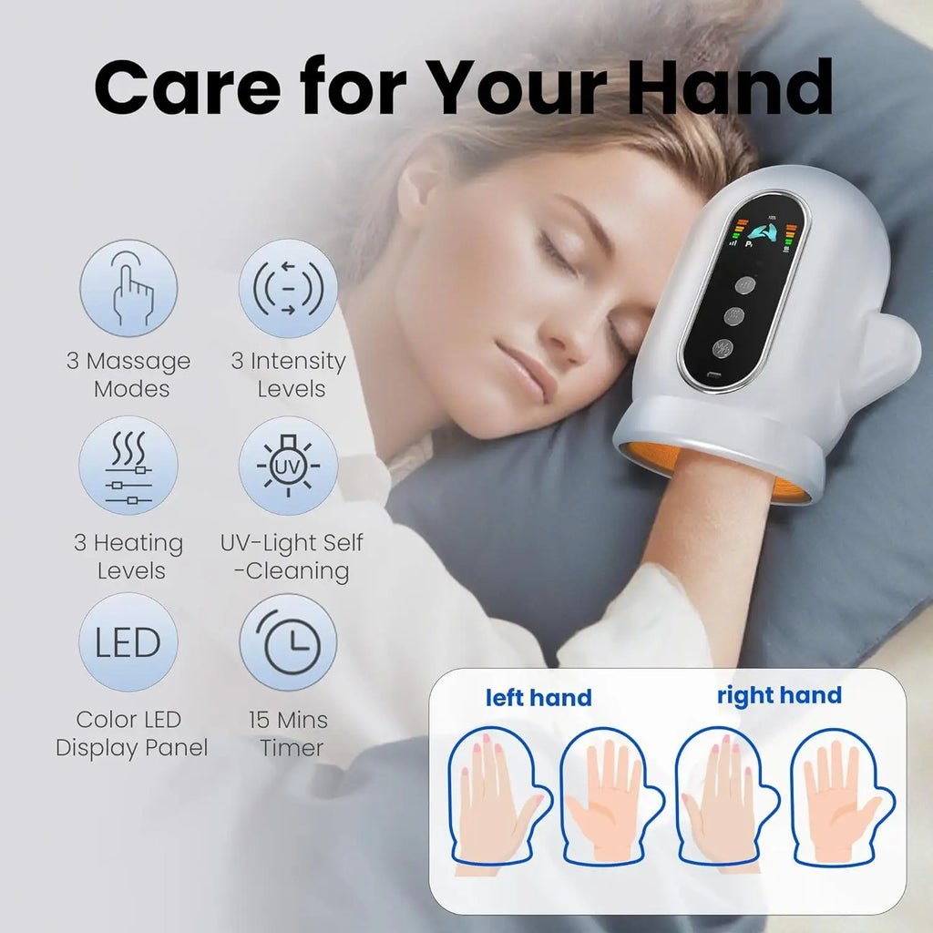Electric Hand Massager with Airbag Compression and Heat for Office Workers at Home