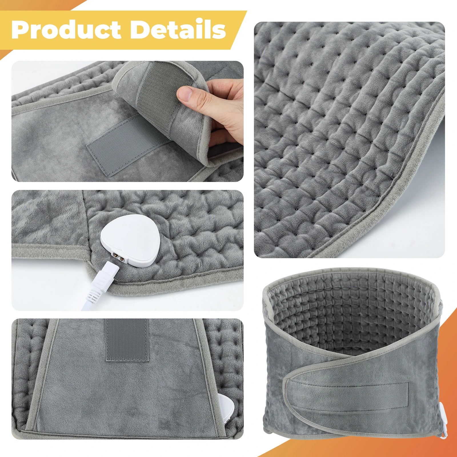 Electric Heating Waist Belt Adjustable Thermal Pad for Back Pain Relief at Home Office - 6