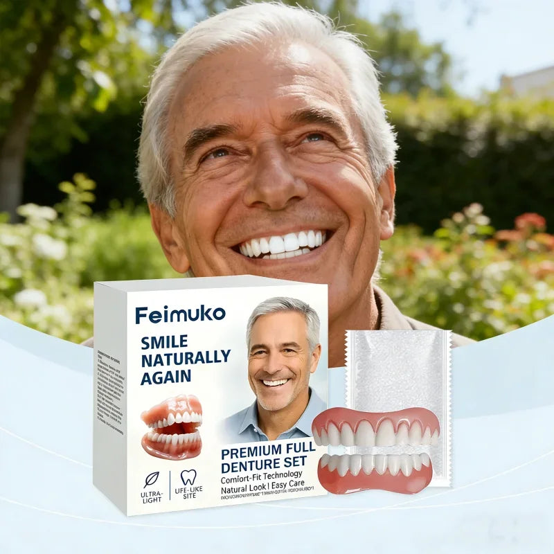 Full Denture Set Natural Smile Braces for Men and Women for Daily Oral Hygiene Comfort