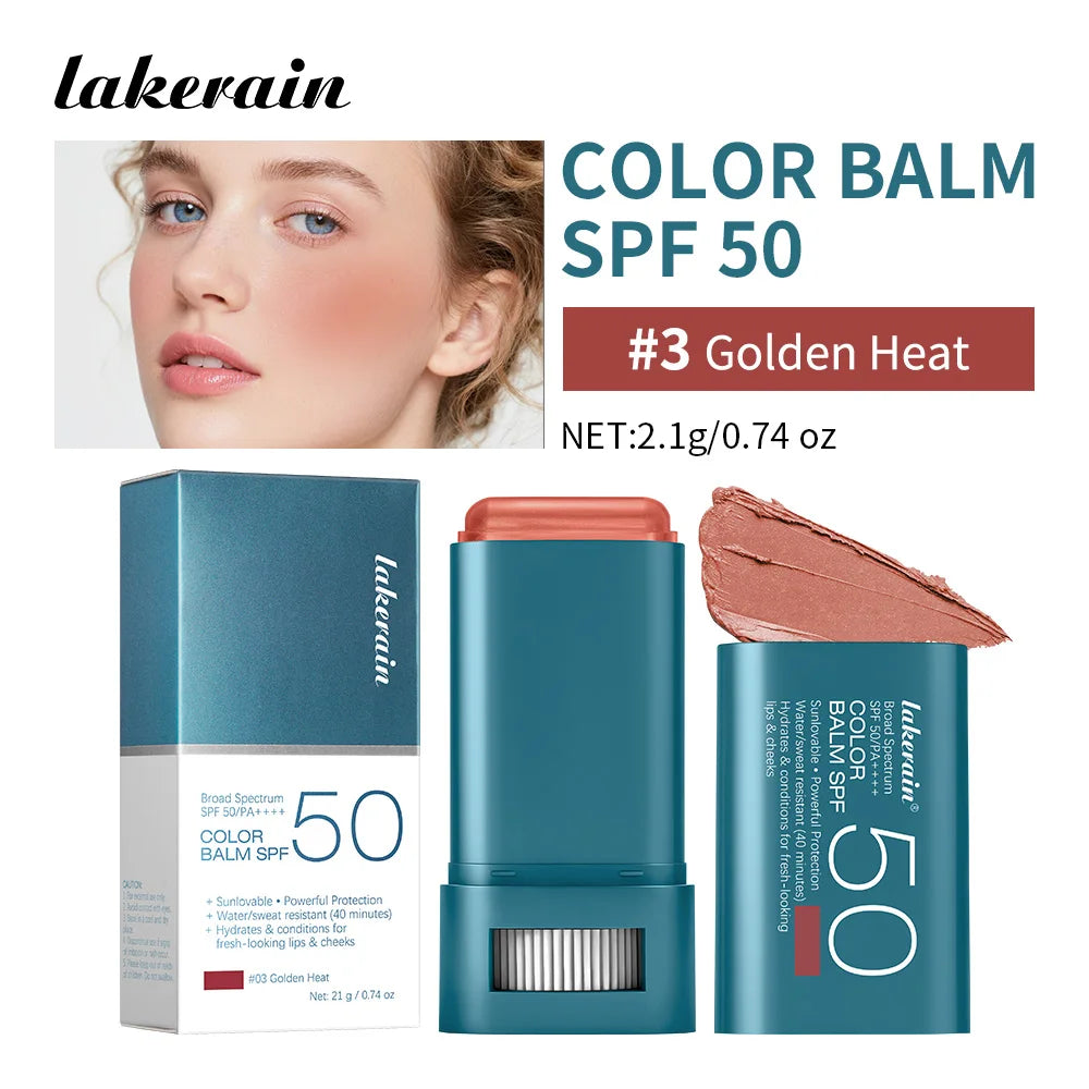 Color Balm SPF 50 Tinted Sunscreen Blush Stick for Glowing Cheeks and Natural Face Makeup