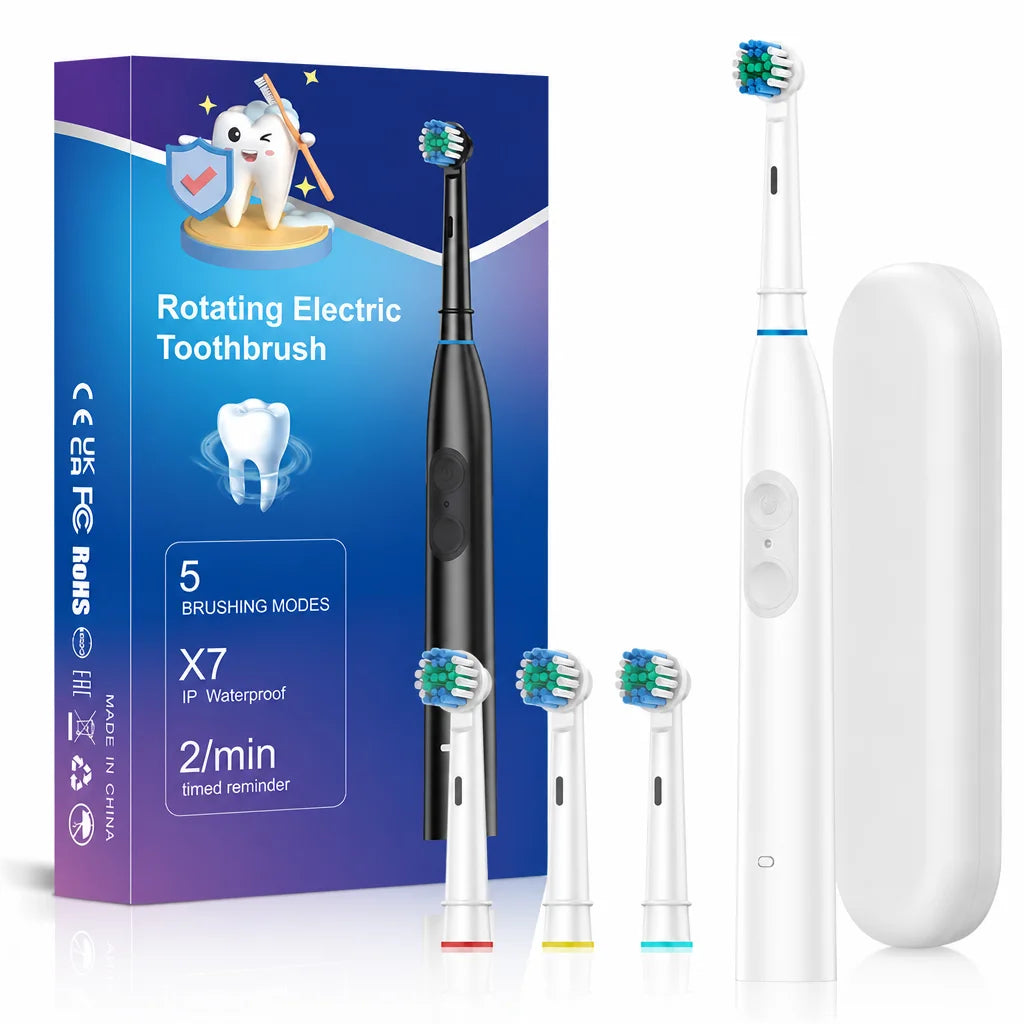 Electric Toothbrush with 5 Modes and 4 Replacement Heads for Adults at Home Travel - 18