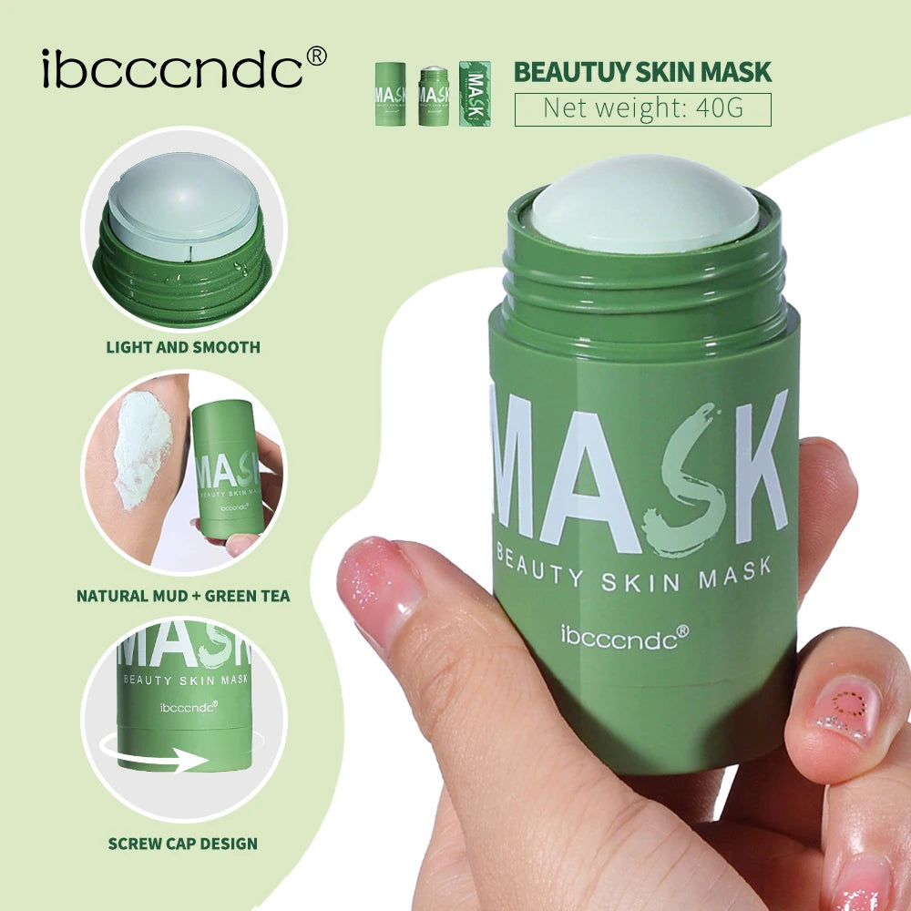 Green Tea Cleansing Stick Deep Moisturizing Oil Control Mask for Unisex Whole Face Treatment - 2