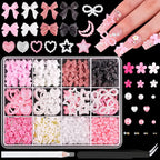 Acrylic Nail Art Charms with Bowknot Flowers for Manicure Design at Home Professional Salon
