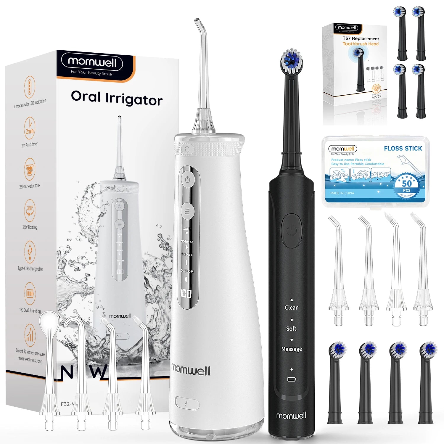 Electric Toothbrush Water Flosser Combo Oral Care Kit for Adults at Home - 21