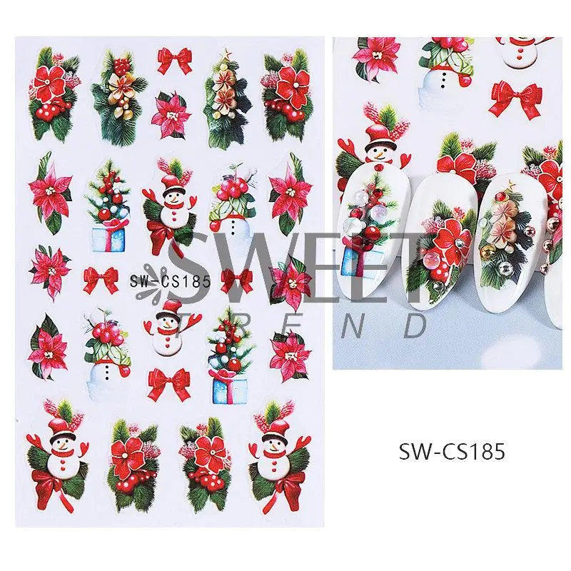 Christmas Nail Stickers Winter Decals for Salon Manicure and Home Holiday Decoration