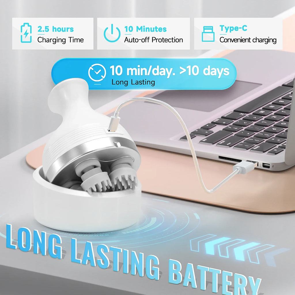 Electric Scalp Massager Deep Tissue Kneading Tool for Full Body Relaxation at Home