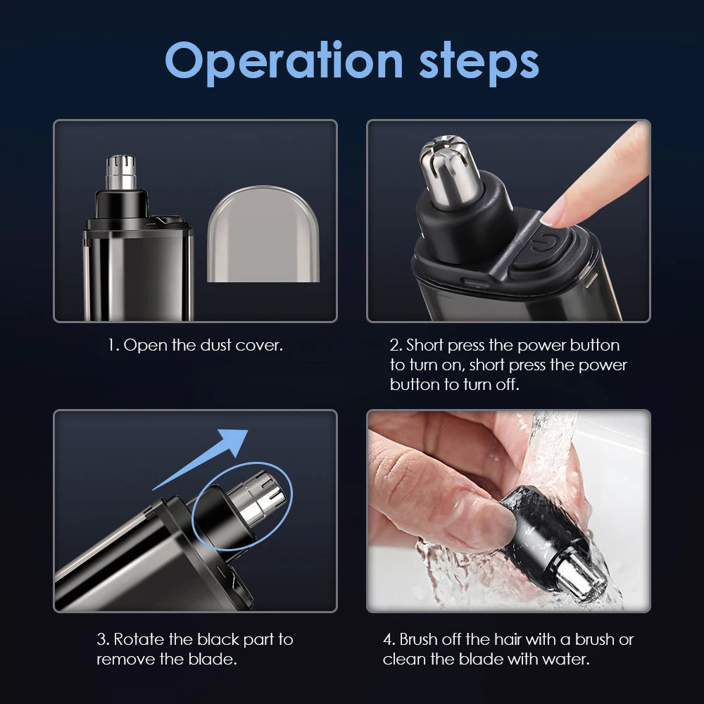 Electric Nose Hair Trimmer Painless Rechargeable Grooming Tool for Men and Women Daily Routine