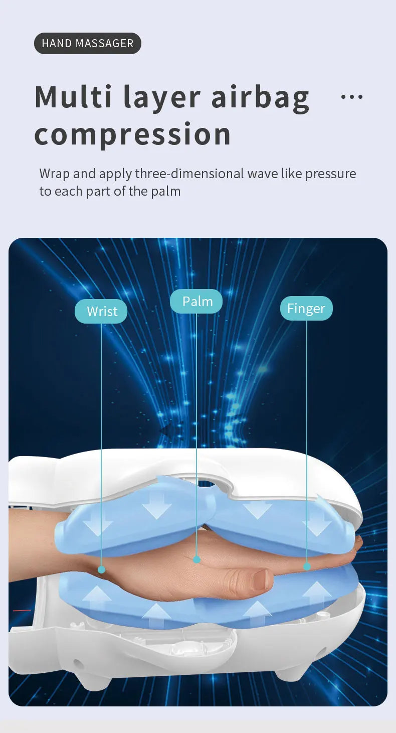 Electric Hand Massager with Airbag Compression and Heat for Office Workers at Home