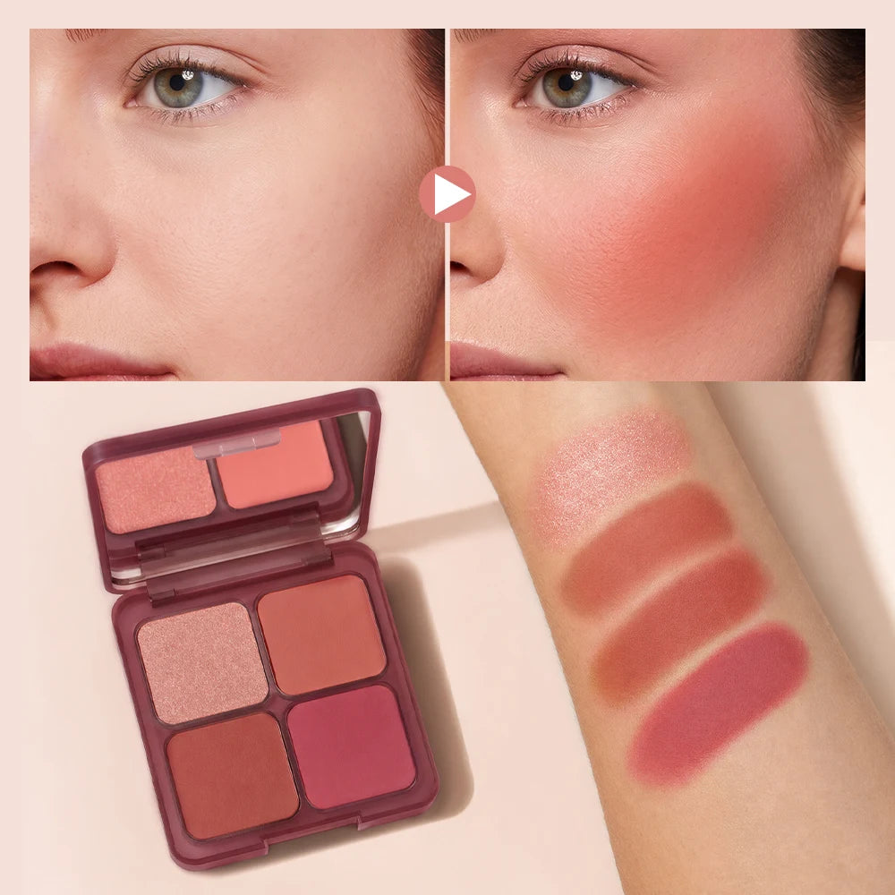 Blur Filter Blush Palette Matte Shimmer Powder for Natural Daily Cheek Makeup Routine