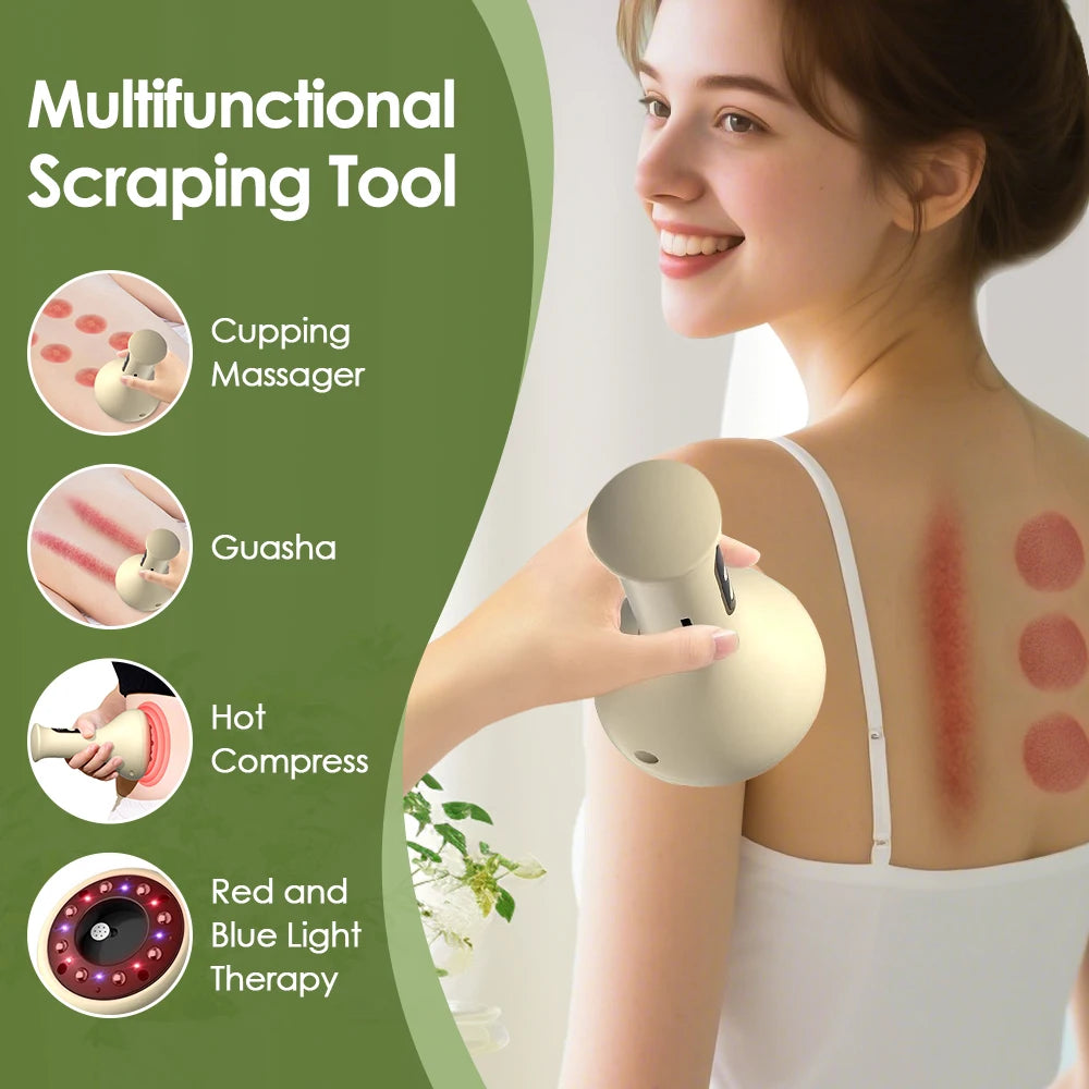 Electric Cupping Massager Scraping Tool Heated Meridian Device for Body Relaxation
