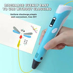 3D Printing Pen with LED Display Adjustable Temperature for Kids Creative Art and DIY Drawing