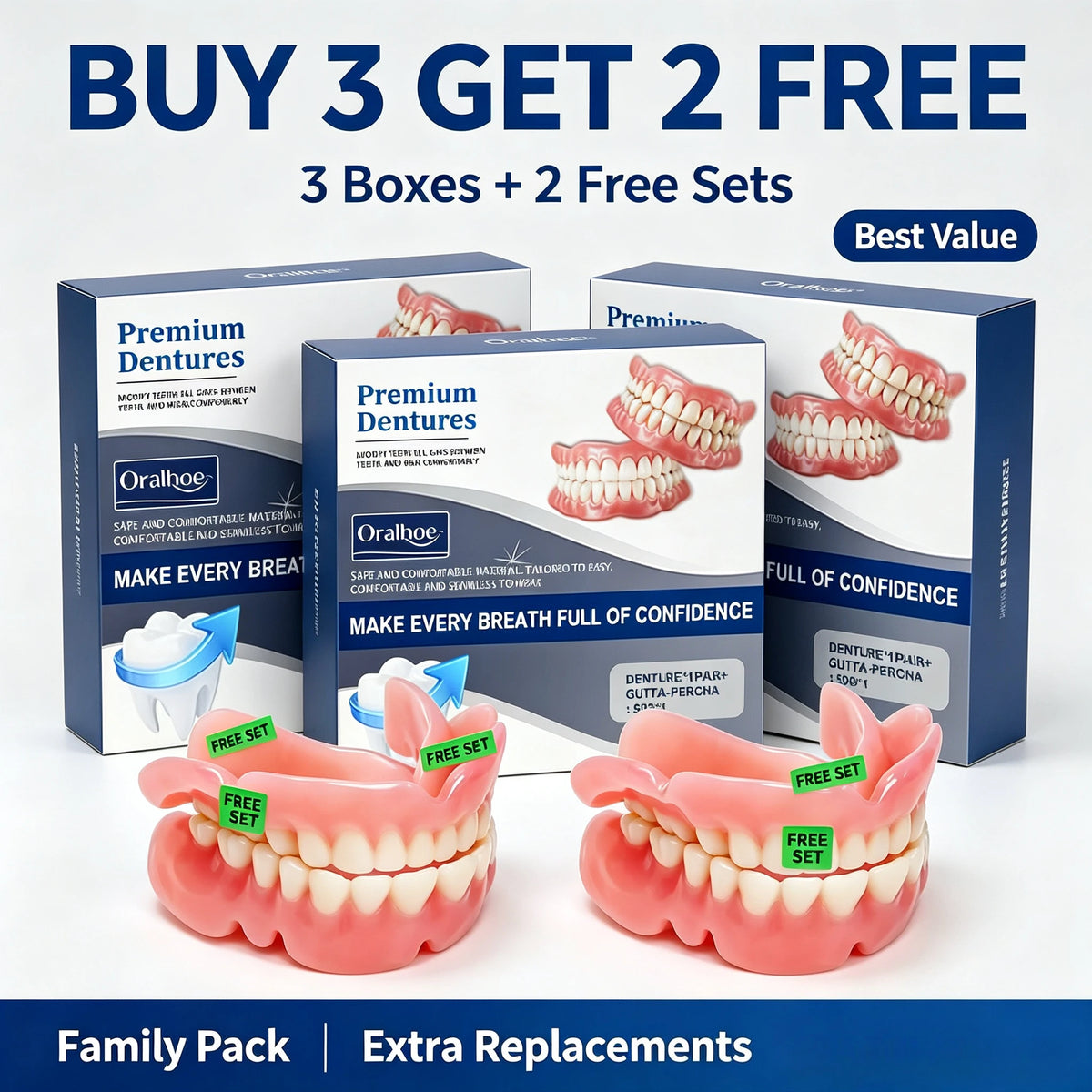 Silicone Teeth Covers Lifelike Cosmetic Fake Teeth for Daily Smile Confidence and Dental Storage