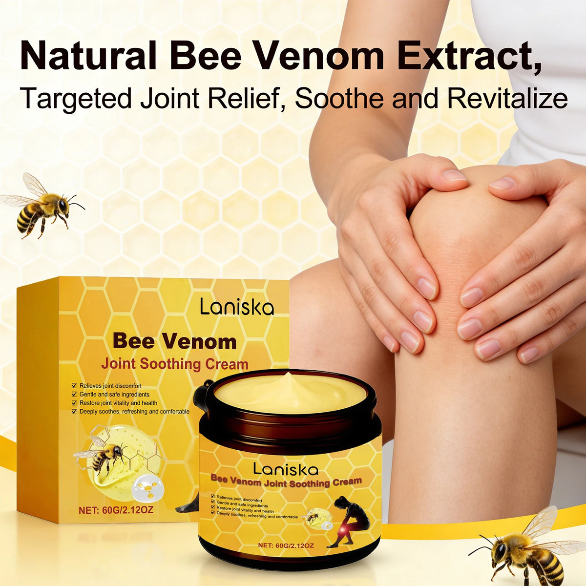 Bee Venom Joint Soothing Cream Natural Massage Balm for Body Muscles and Daily Joint Support