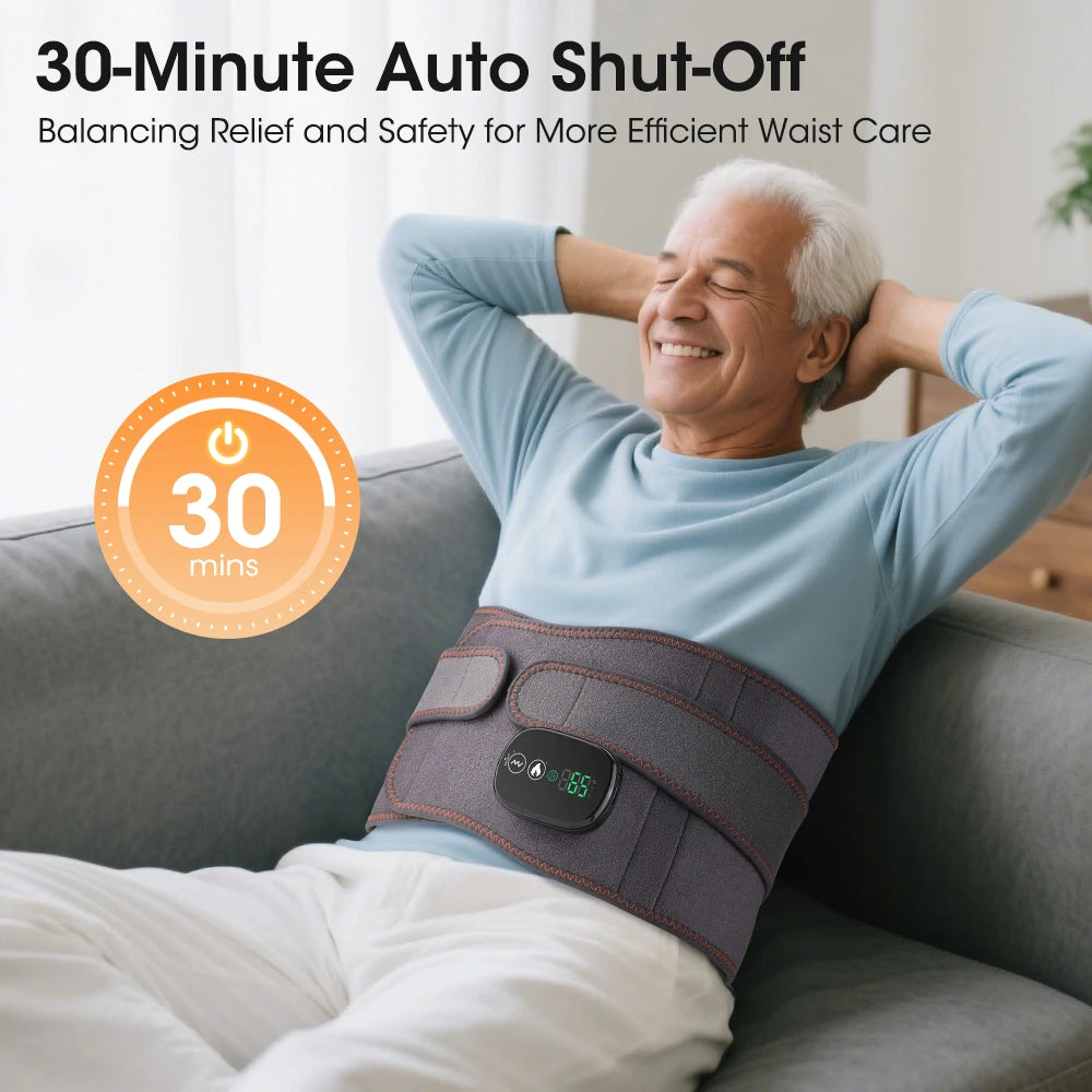 Cordless Heated Waist Massager with Red Light Therapy Vibration Support for Home Relaxation