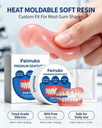 Silicone Snap On Dentures Natural Upper Lower Teeth for Instant Realistic Smile at Home