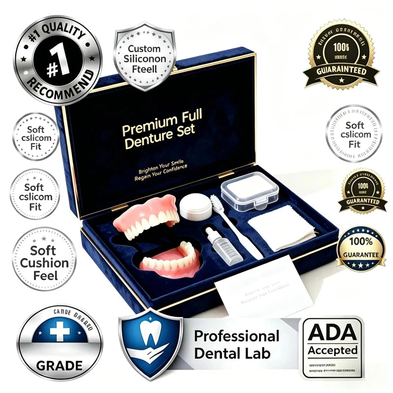 Cosmetic Denture Kit Realistic Upper Lower Teeth Set for Daily Smile Enhancement