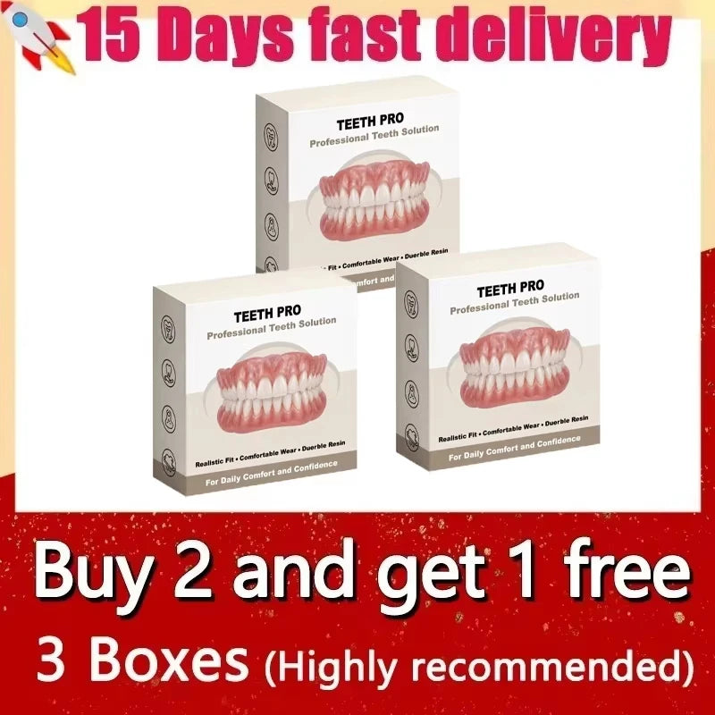 Silicone Dentures Realistic False Teeth Comfort Smile Appliance for Adults Daily Use - 15
