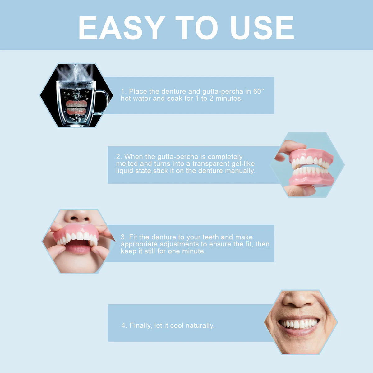Silicone Dentures Natural Smile Veneers Comfortable Fake Teeth for Men and Women Daily Use
