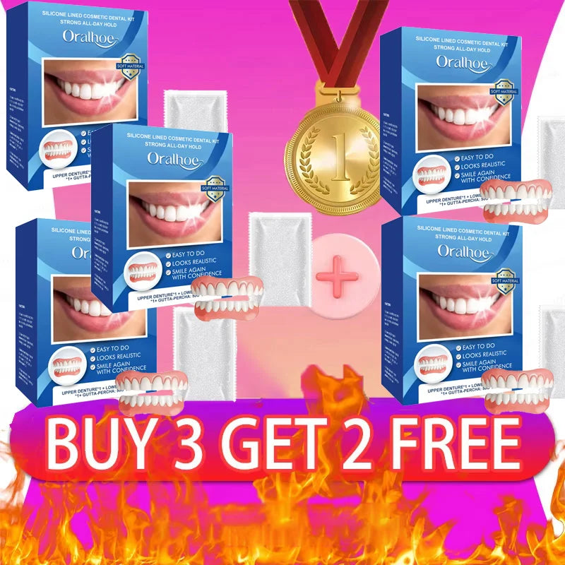 Natural Silicone Dentures Instant Comfort Fit Teeth for Men and Women for Confident Smile
