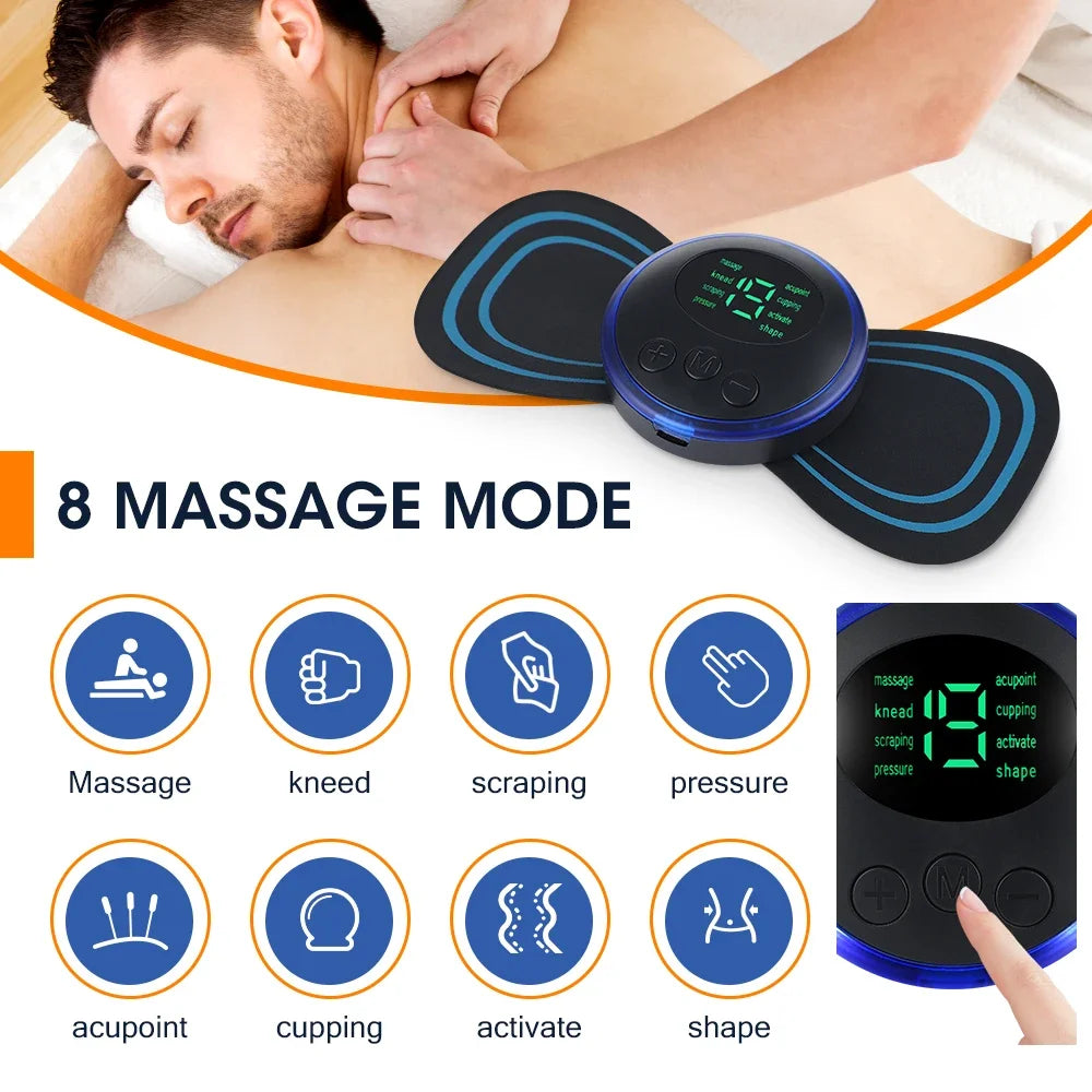 Electric Muscle Massager Patch with 8 Modes 19 Intensity Levels for Relief at Home or Travel
