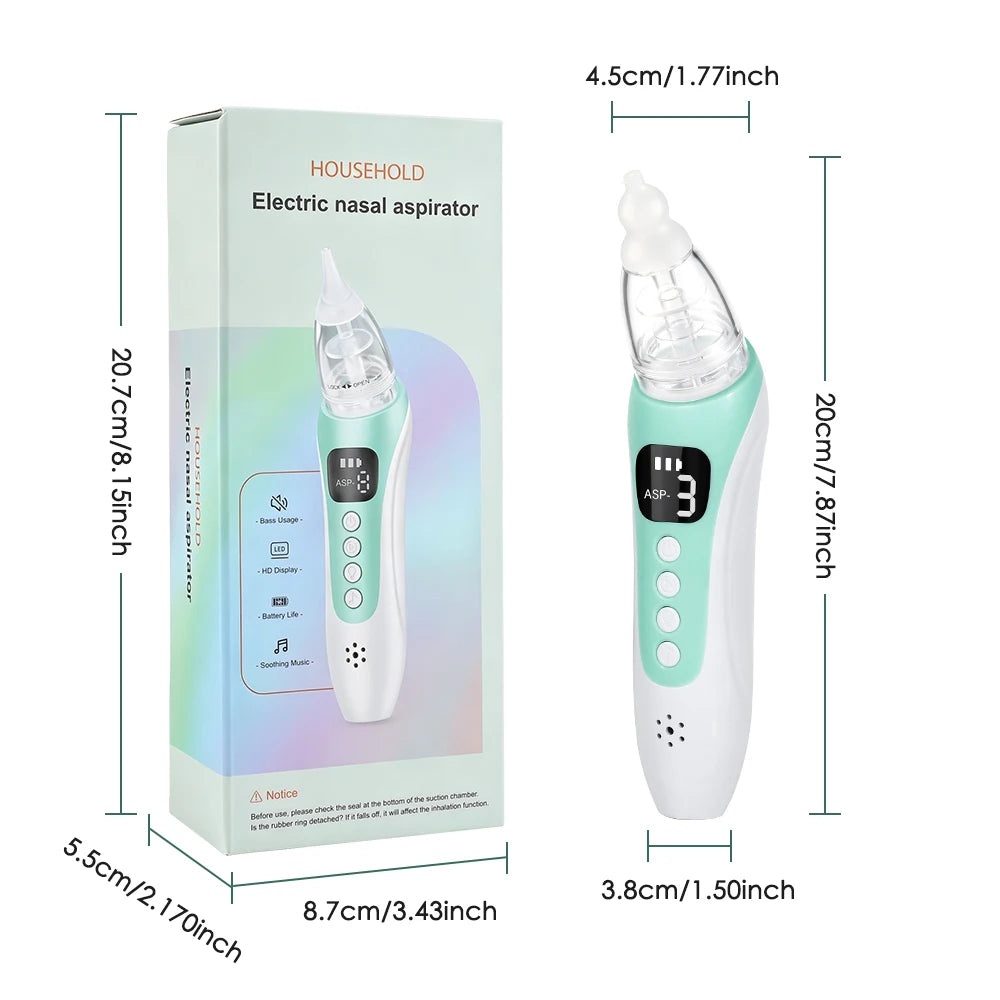 Electric Baby Nasal Aspirator Rechargeable Mucus Sucker for Newborns During Cold Congestion