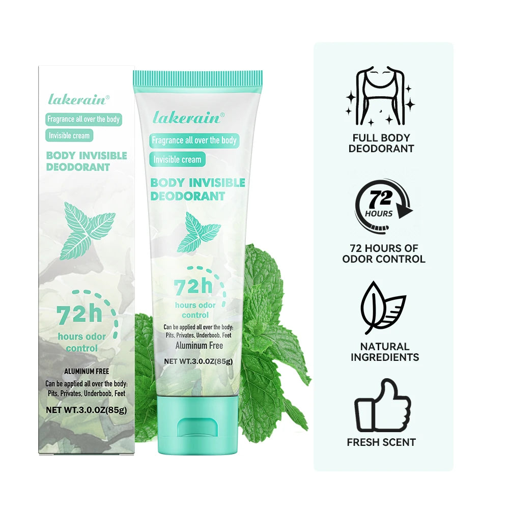 Body Invisible Deodorant Cream Long Lasting Odor Control for Unisex Daily Use