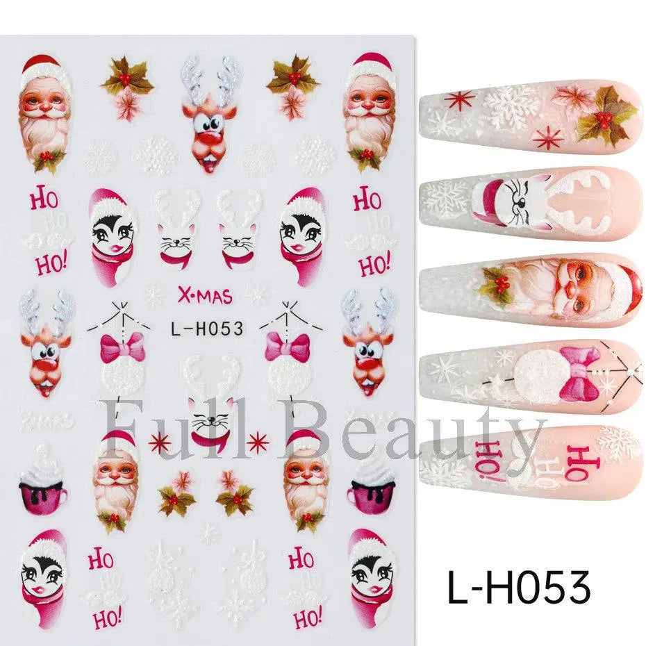 Christmas Nail Stickers Winter Decals for Salon Manicure and Home Holiday Decoration