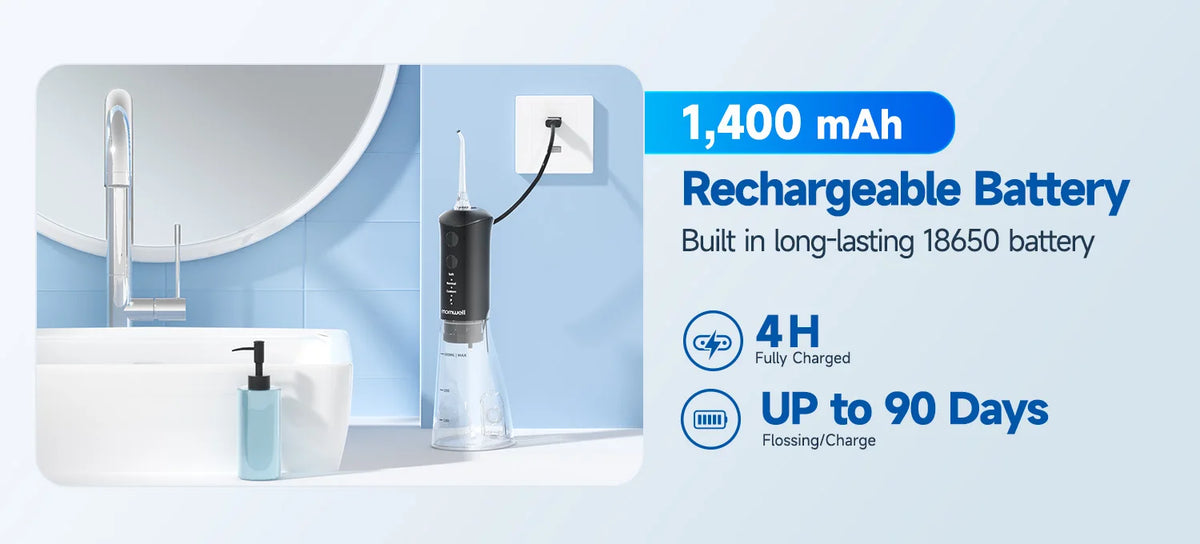 Water Flosser Teeth Cleaner Rechargeable Oral Irrigator for Adults at Home or Travel
