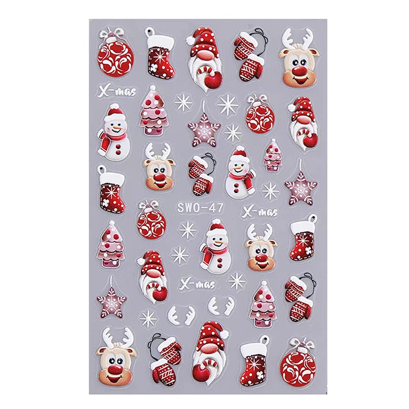 Christmas Nail Stickers Self Adhesive Art Decals for Winter Manicure Holiday Decoration