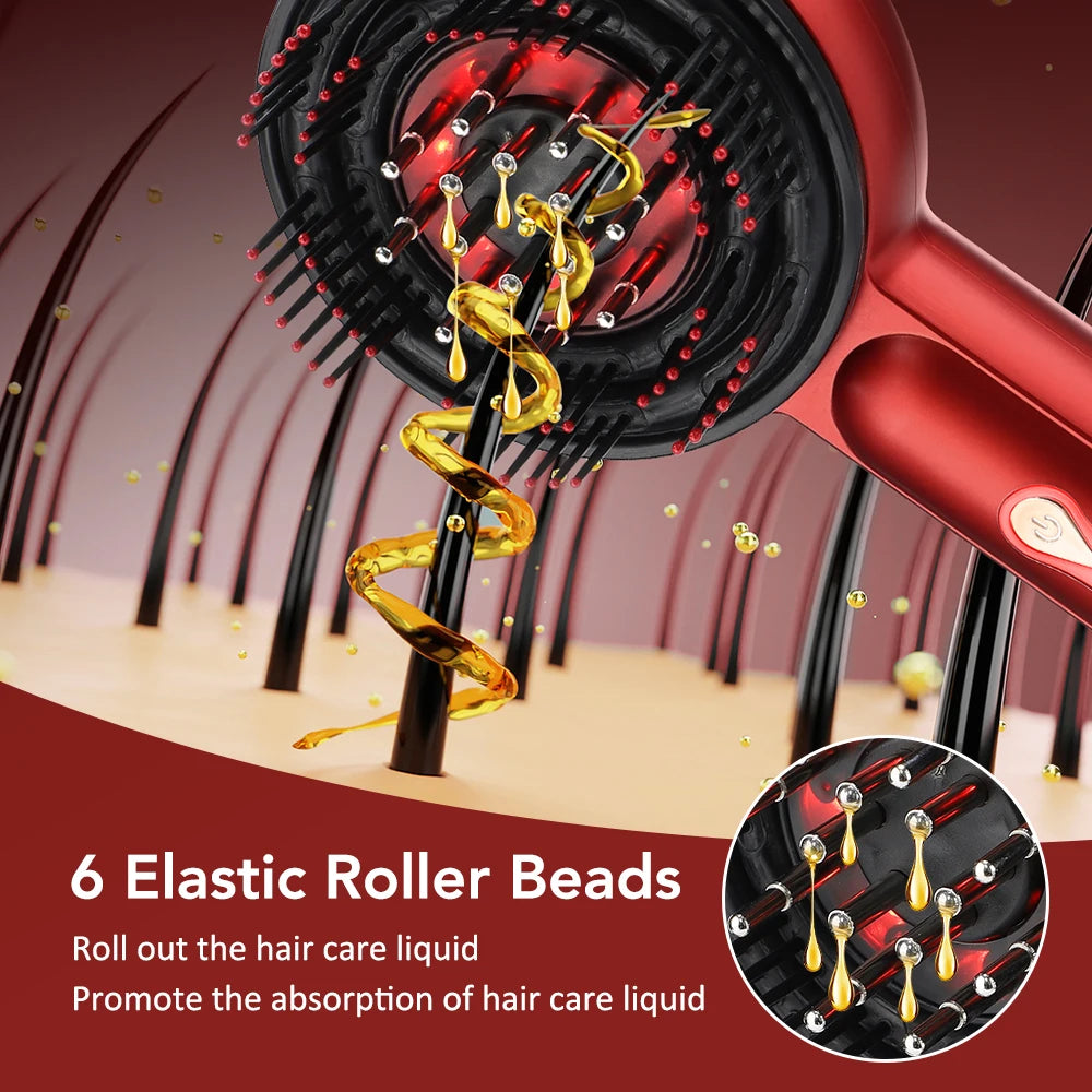 Electric Scalp Massage Comb LED Therapy Hair Growth Serum Applicator for Men and Women Home
