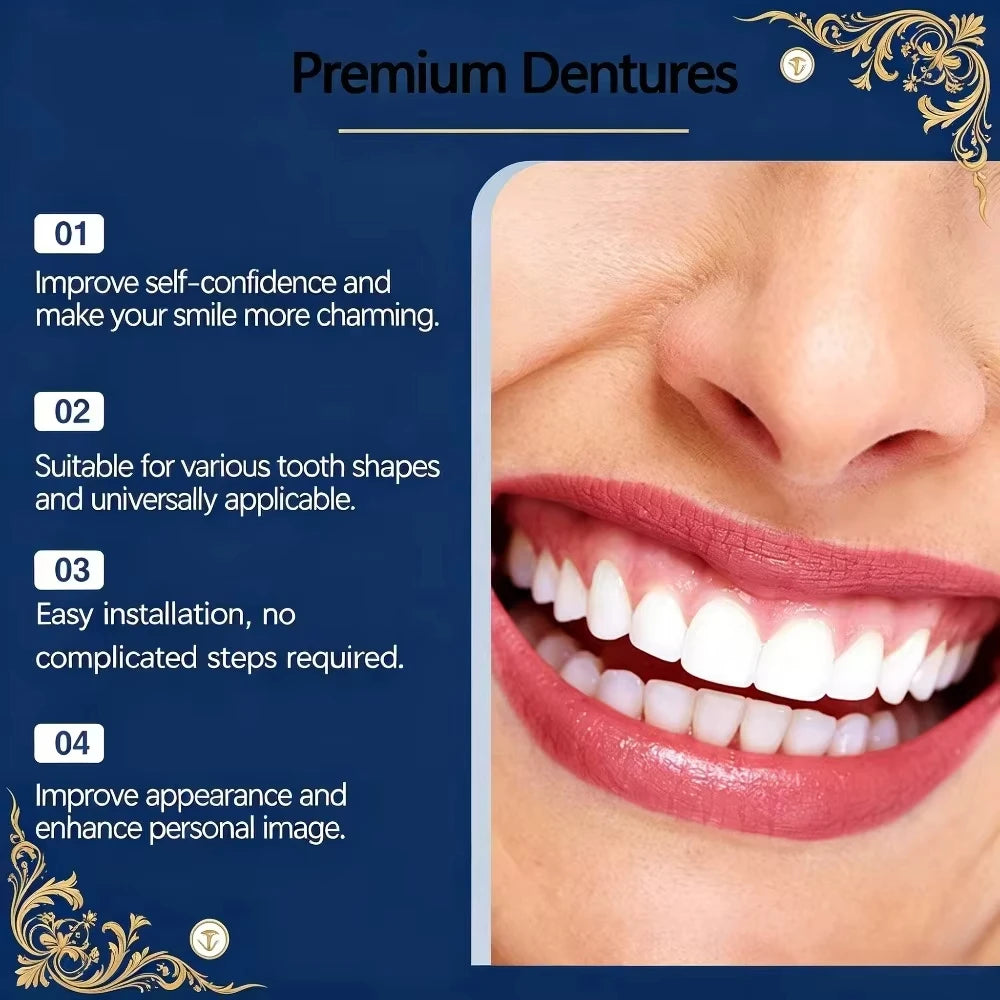 Full Mouth Denture Set Soft Silicone Reline False Teeth for Adults at Home Daily Comfort Use