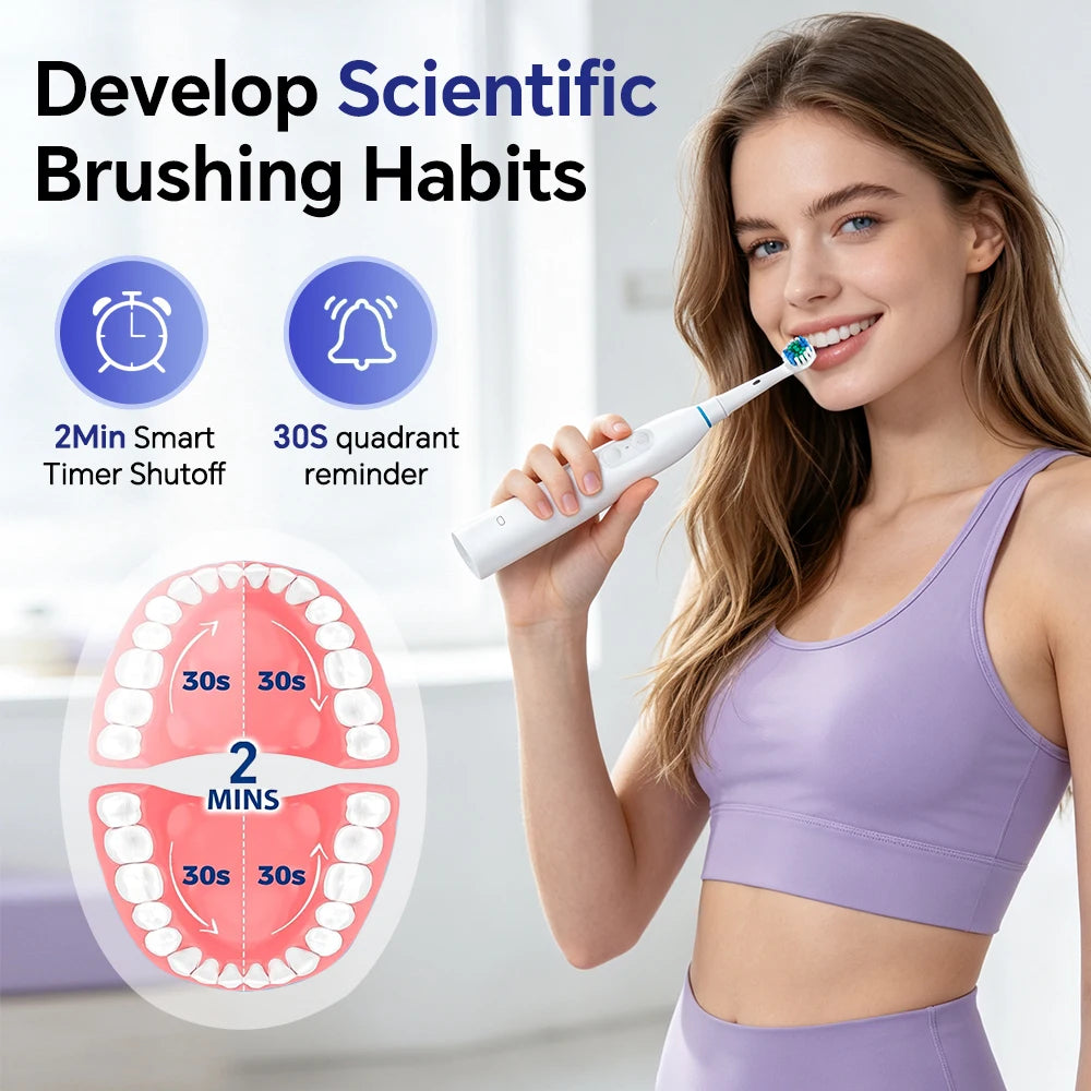 Electric Toothbrush with 5 Modes and 4 Replacement Heads for Adults at Home Travel