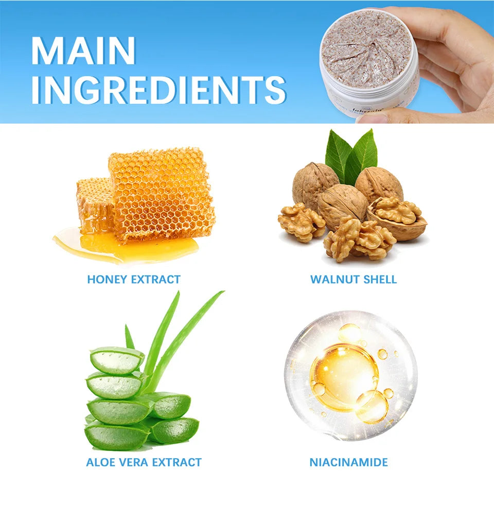Honey Walnut Facial Scrub and Mask Deep Cleansing Exfoliating Treatment for Radiant Skin Care