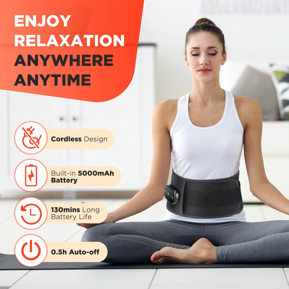 Back Massager Belt with Heat and Vibration Lumbar Support for Home Office and Daily Waist Care