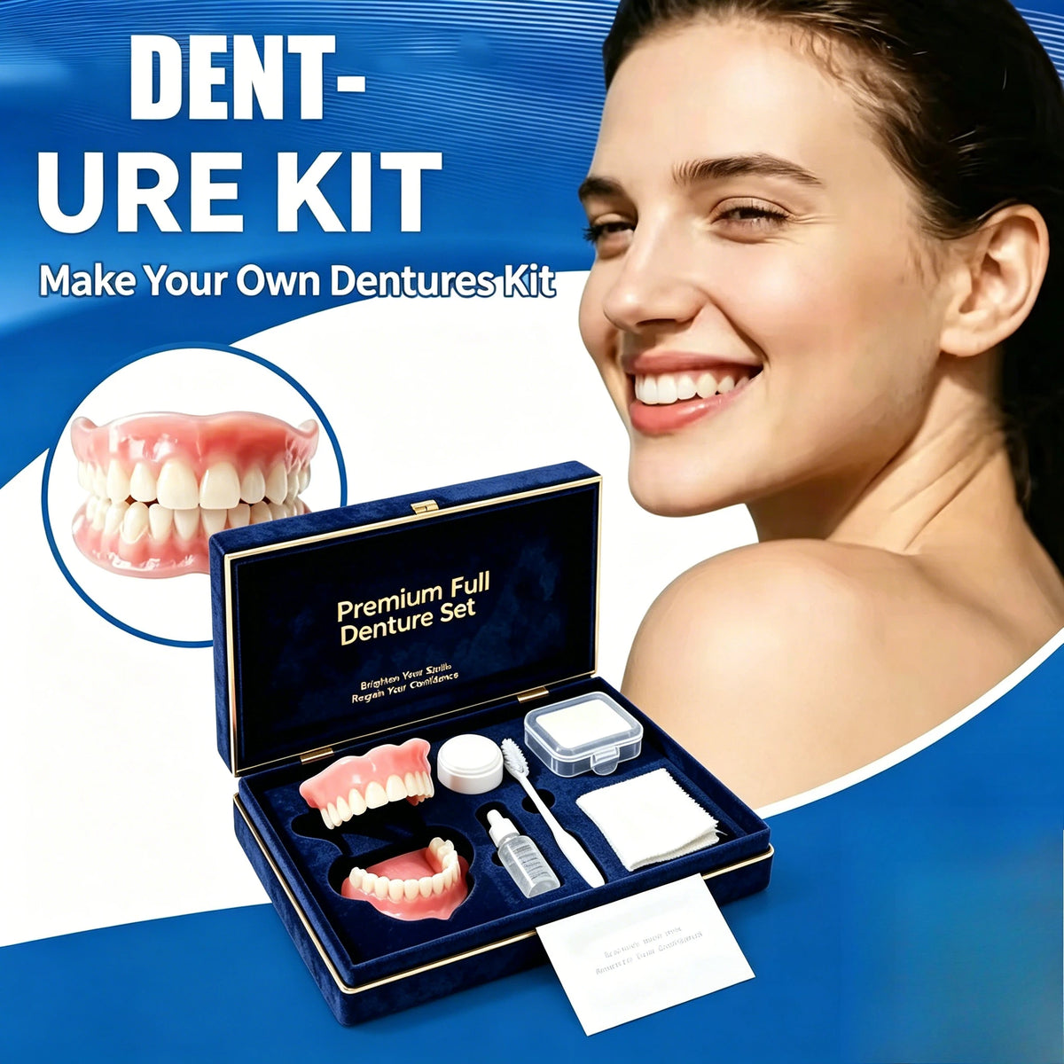 Silicone Full Mouth False Teeth Kit Cosmetic Smile Set for Daily Use and Instant Confidence