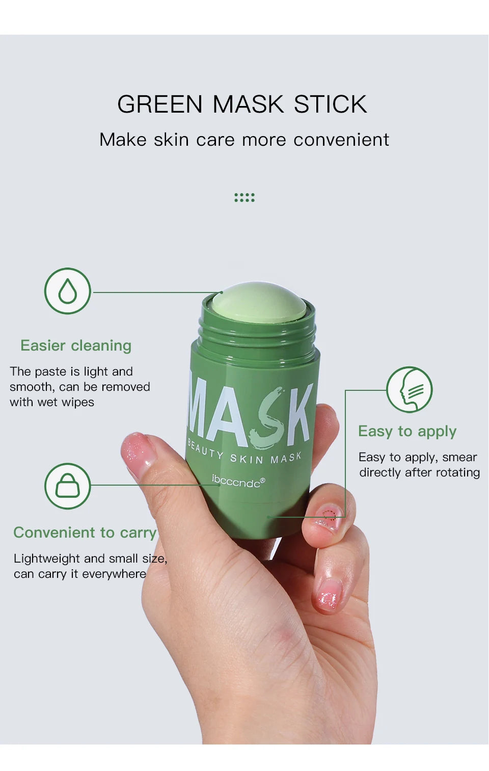 Green Tea Cleansing Stick Deep Moisturizing Oil Control Mask for Unisex Whole Face Treatment - 13