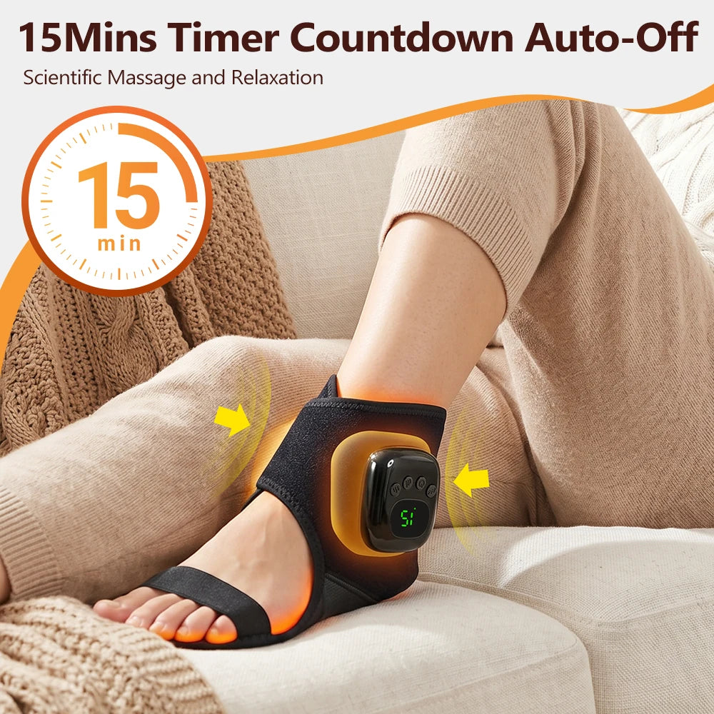 Airbag Compression Ankle Massager with Heat for Muscle Relaxation at Home or Traveling