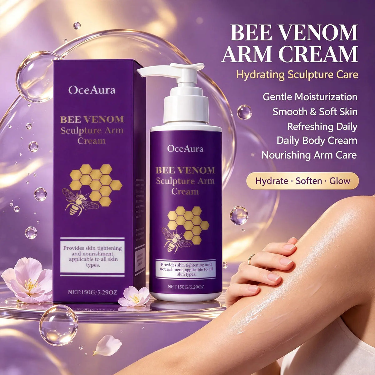Bee Venom Sculpture Arm Cream Firming Anti Sagging Lotion for Smooth Hydrated Skin Daily Use
