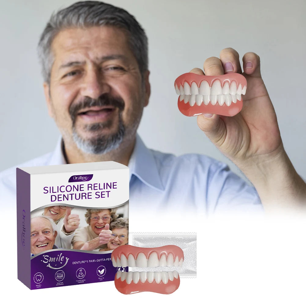 Denture Reline Kit Soft Silicone False Teeth Care Set for Seniors at Home Daily Comfort