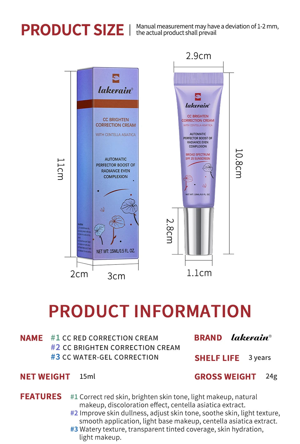 CC Water Gel Correction Cream Hydrating Foundation for Natural Glow and Daily Face Makeup