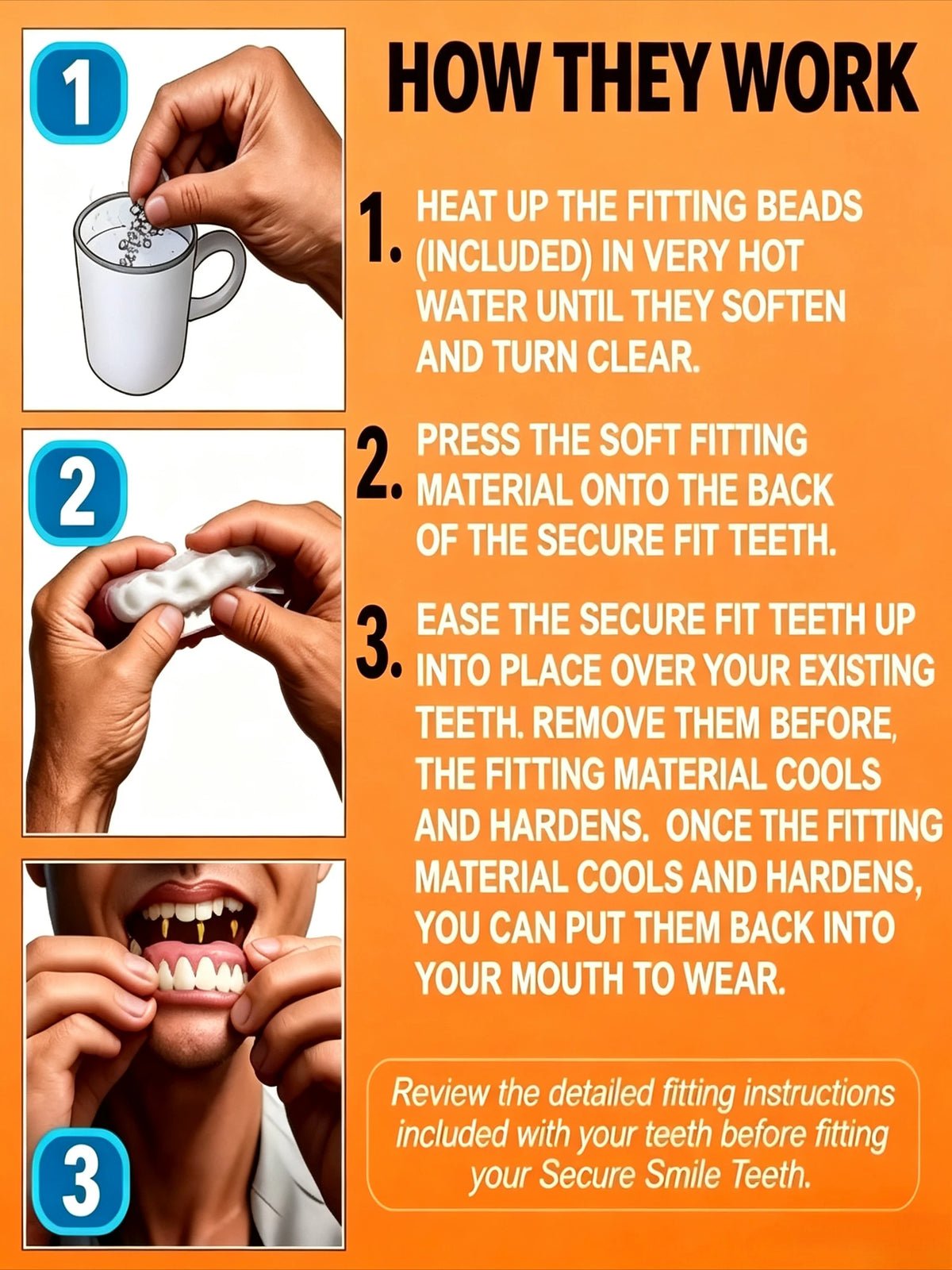 Silicone Full Denture Set Cosmetic Natural Look Comfortable Fit for Adults Daily Oral Care