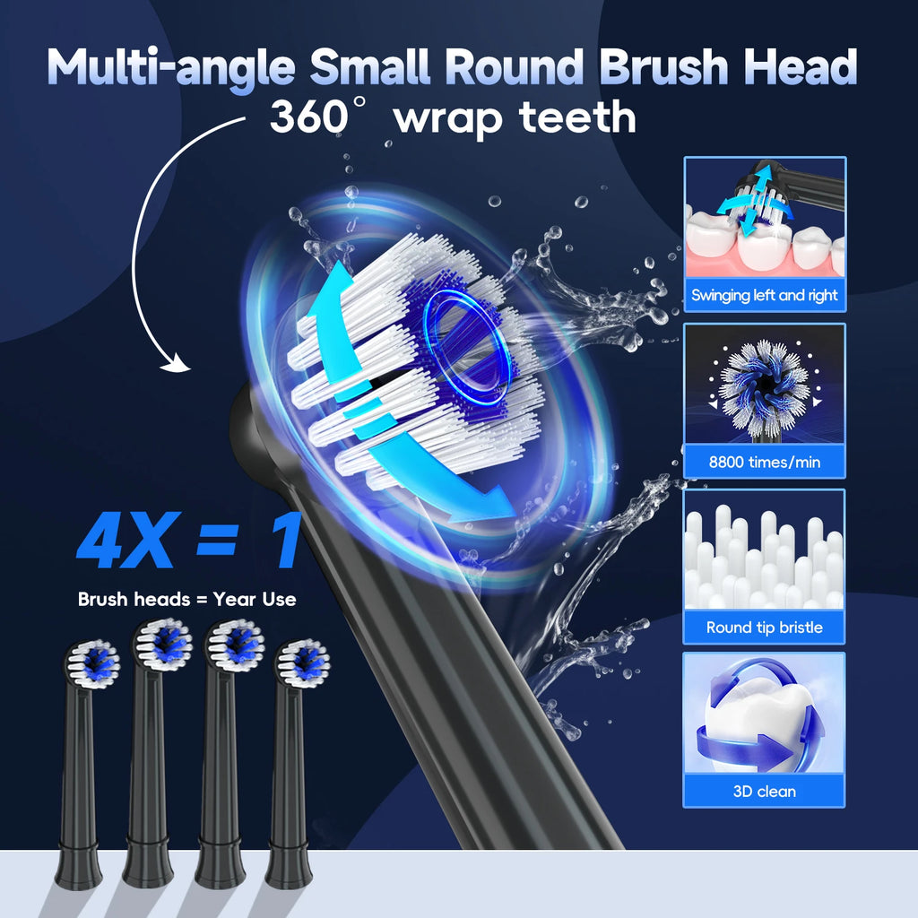 Electric Toothbrush Water Flosser Combo Rechargeable Oral Irrigator for Adults