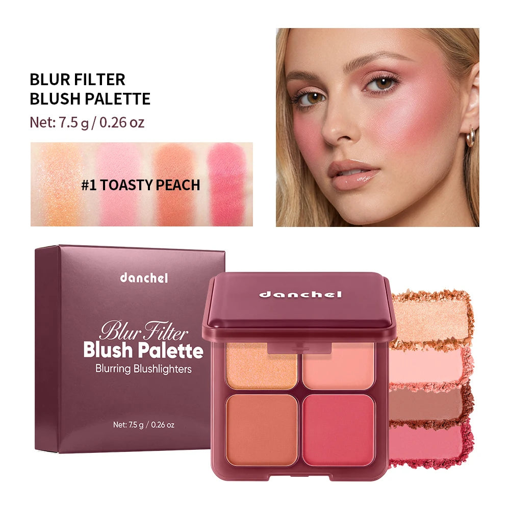 Blur Filter Blush Palette Matte Shimmer Powder for Natural Daily Cheek Makeup Routine