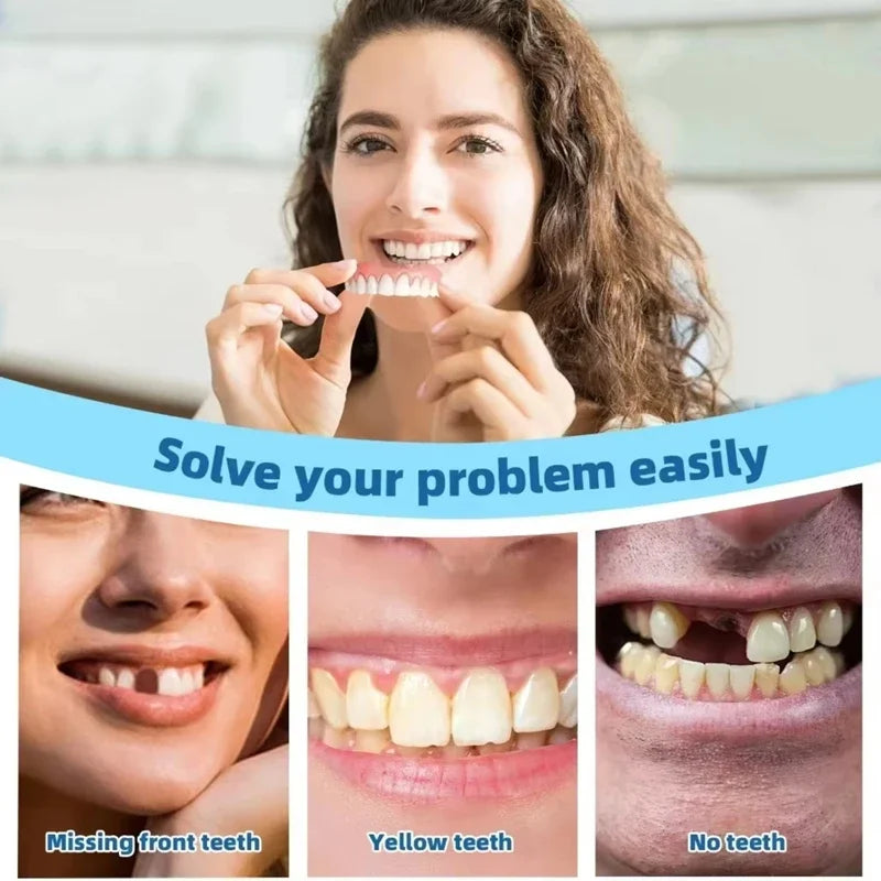 Silicone Fake Teeth Cosmetic Dentures for Adults Smile Enhancer for Daily Oral Care