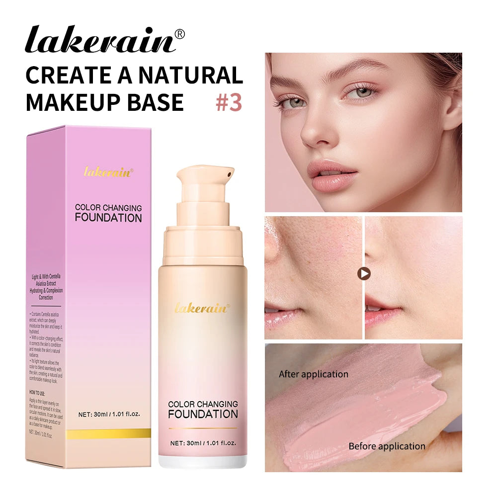 Color Changing Foundation Moisturizing Liquid Base for Women Daily Makeup